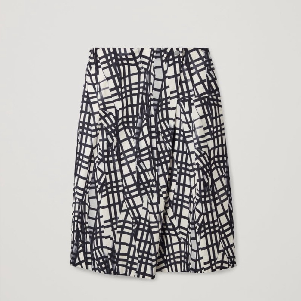 COS Checkered Cotton Geometric Skirt - Size 8